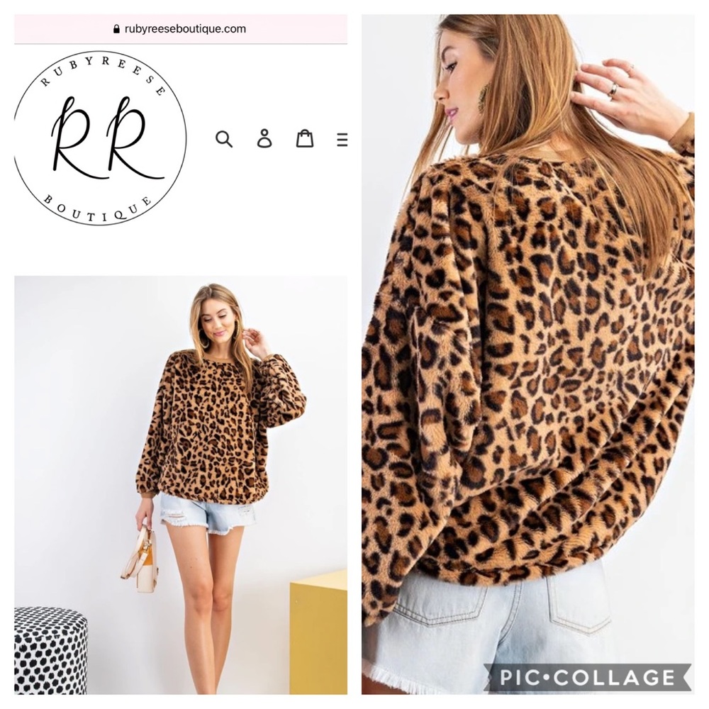 Cozy Oversized Leopard Print Pullover Top